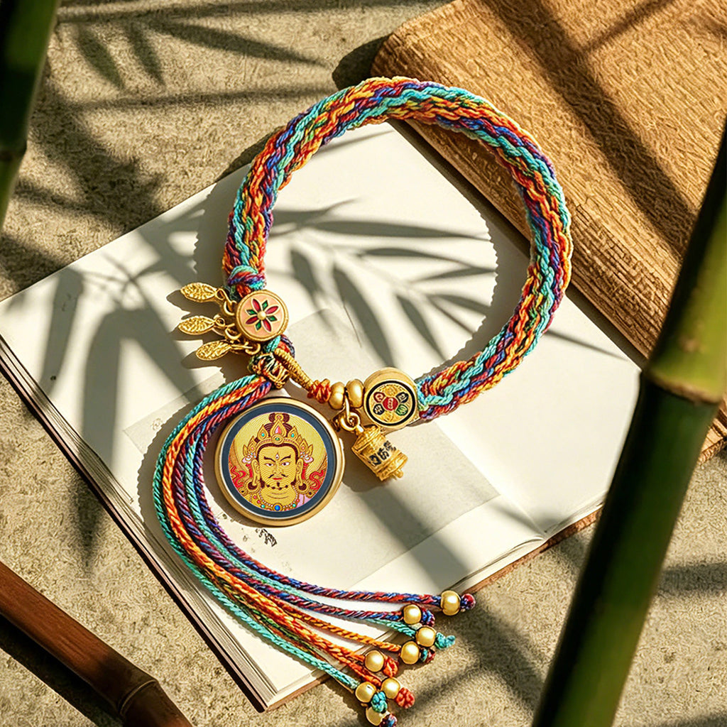 Tibetan Thangka Bracelet – 999 Pure Silver Wealth & Protection Amulet