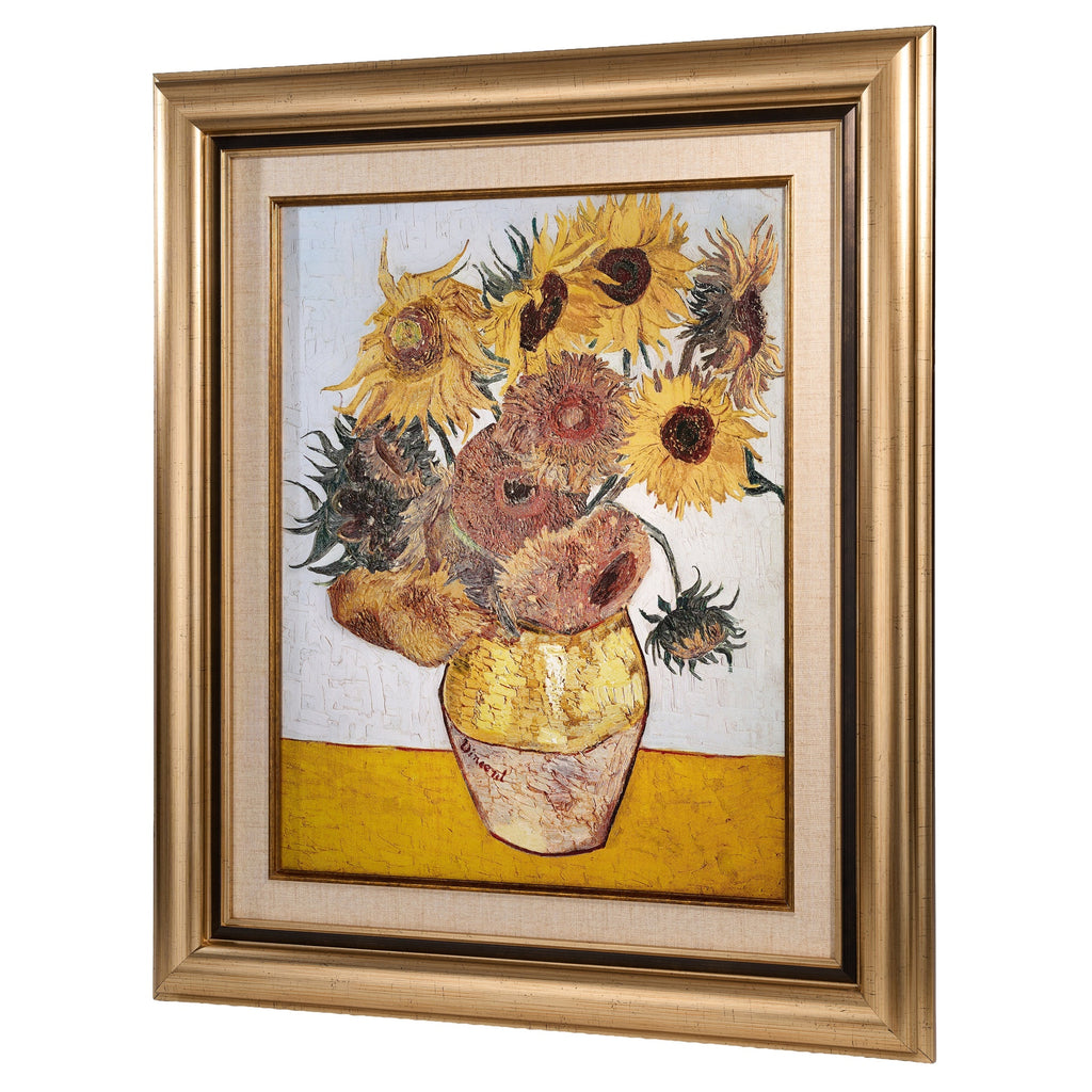 "Sunflowers" (1889) – Van Gogh Masterwork: .9999 Silver Intaglio Relief Wall Art
