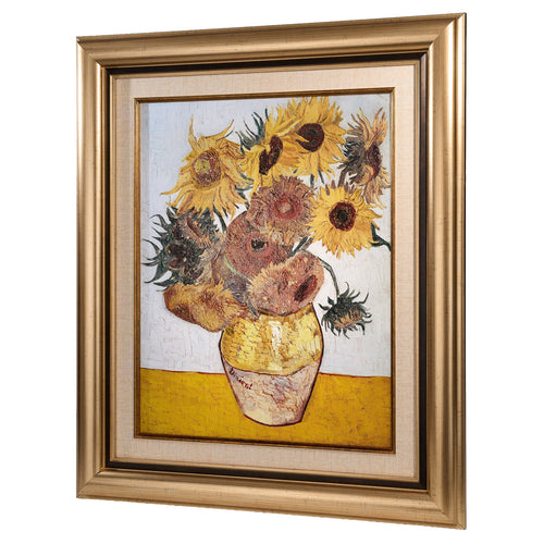 "Sunflowers" (1889) – Van Gogh Masterwork: .9999 Silver Intaglio Relief Wall Art