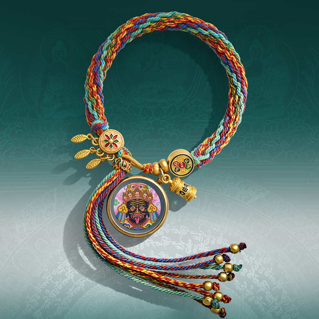 Tibetan Thangka Bracelet – 999 Pure Silver Wealth & Protection Amulet