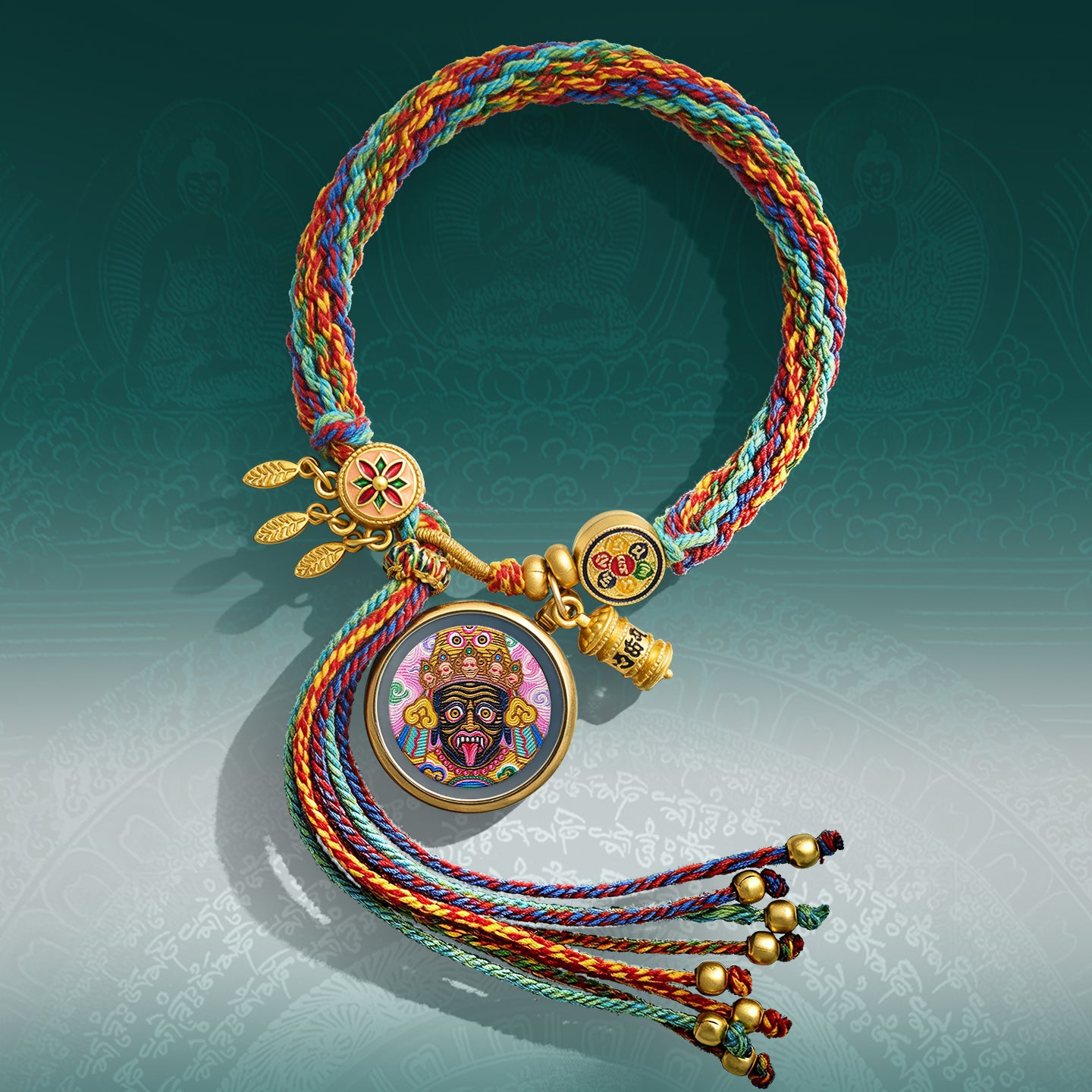 Tibetan Thangka Bracelet – 999 Pure Silver Wealth & Protection Amulet