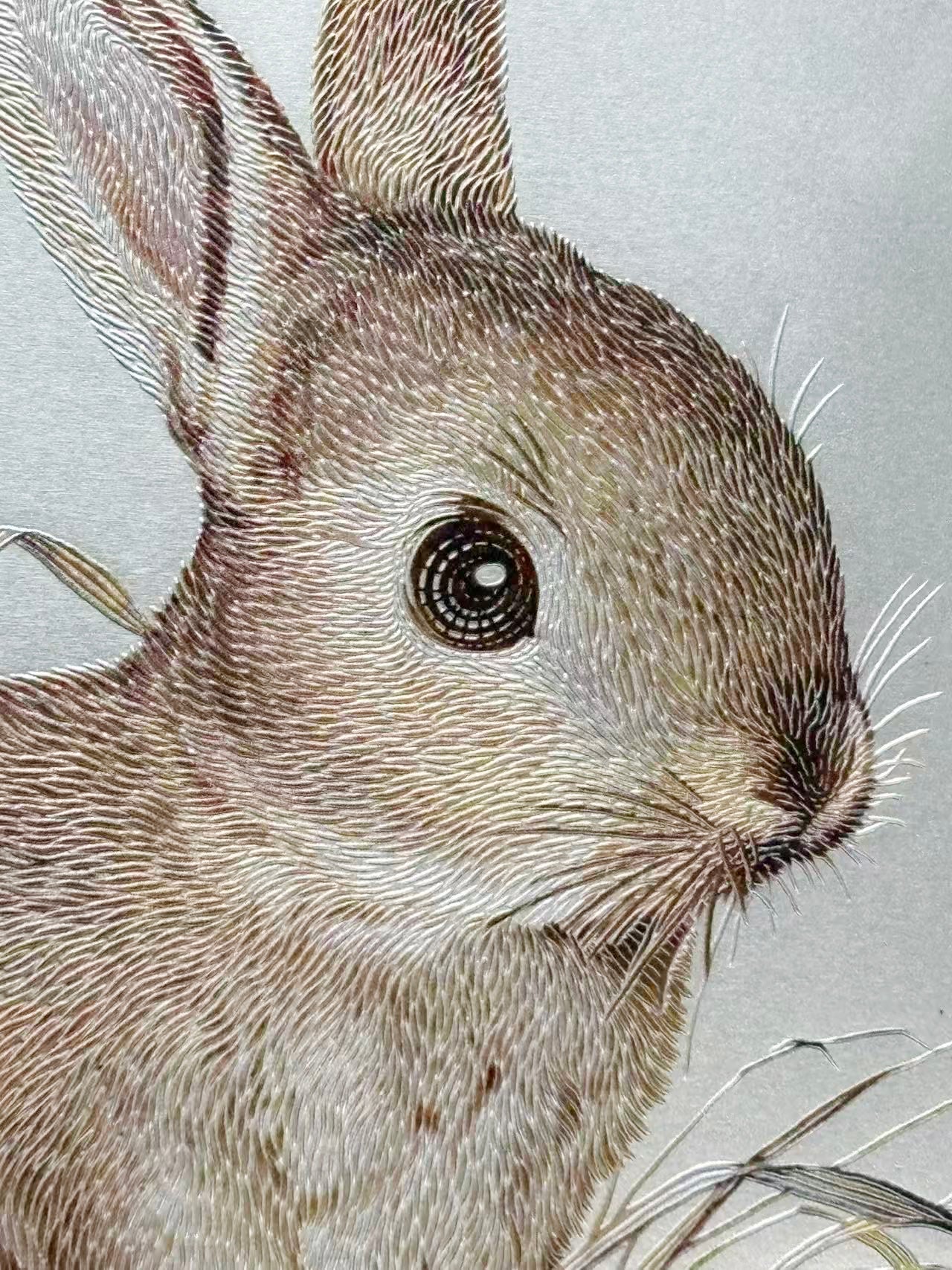 Hand-Chiseled Chinese Craft Decorative Rabbit Wall Art