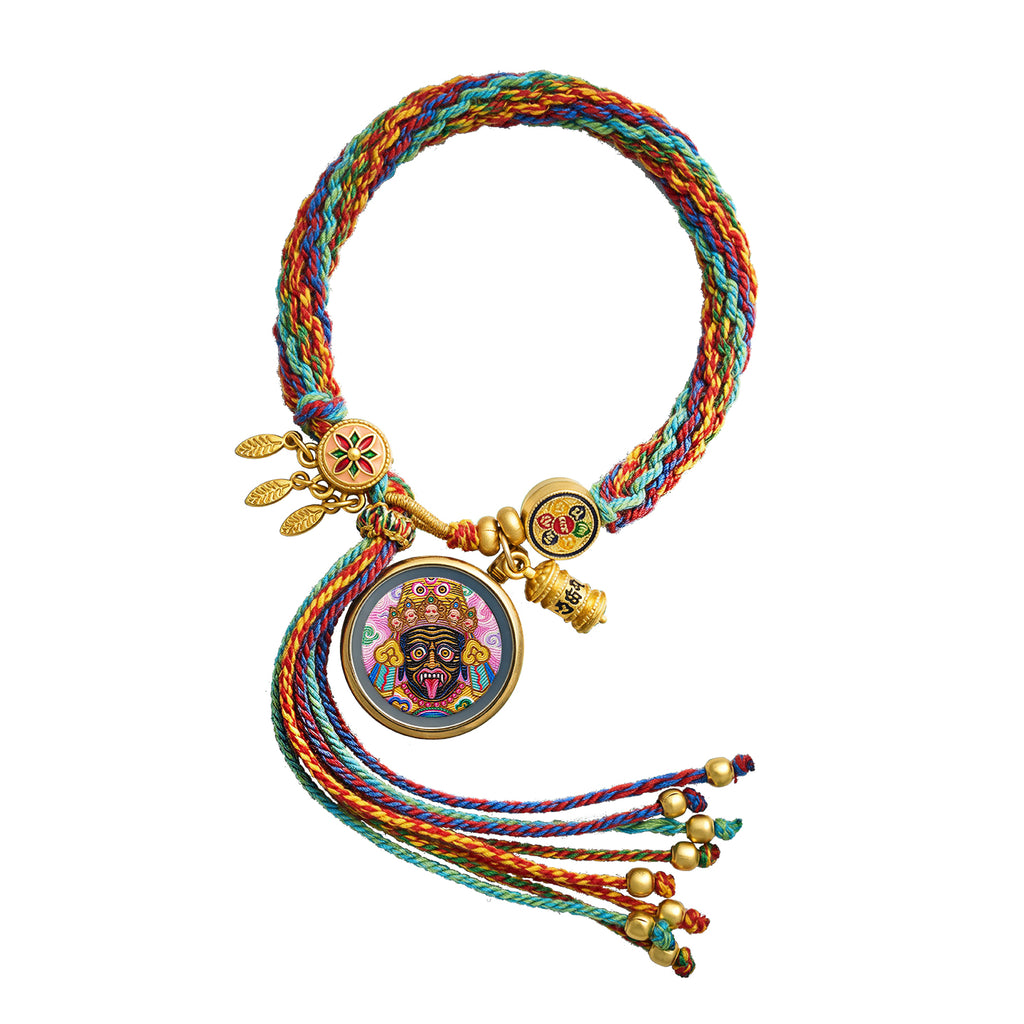 Tibetan Thangka Bracelet – 999 Pure Silver Wealth & Protection Amulet