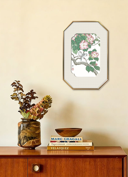 Camellia & Grey Birds Wall Art