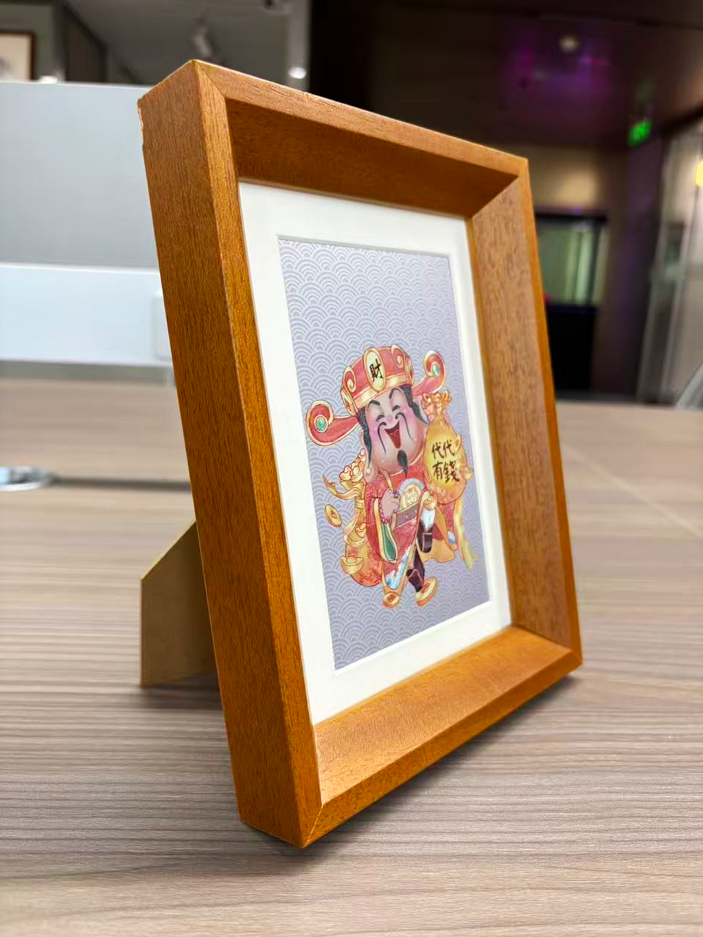 Chinese God of Wealth Silver Desktop Display Art