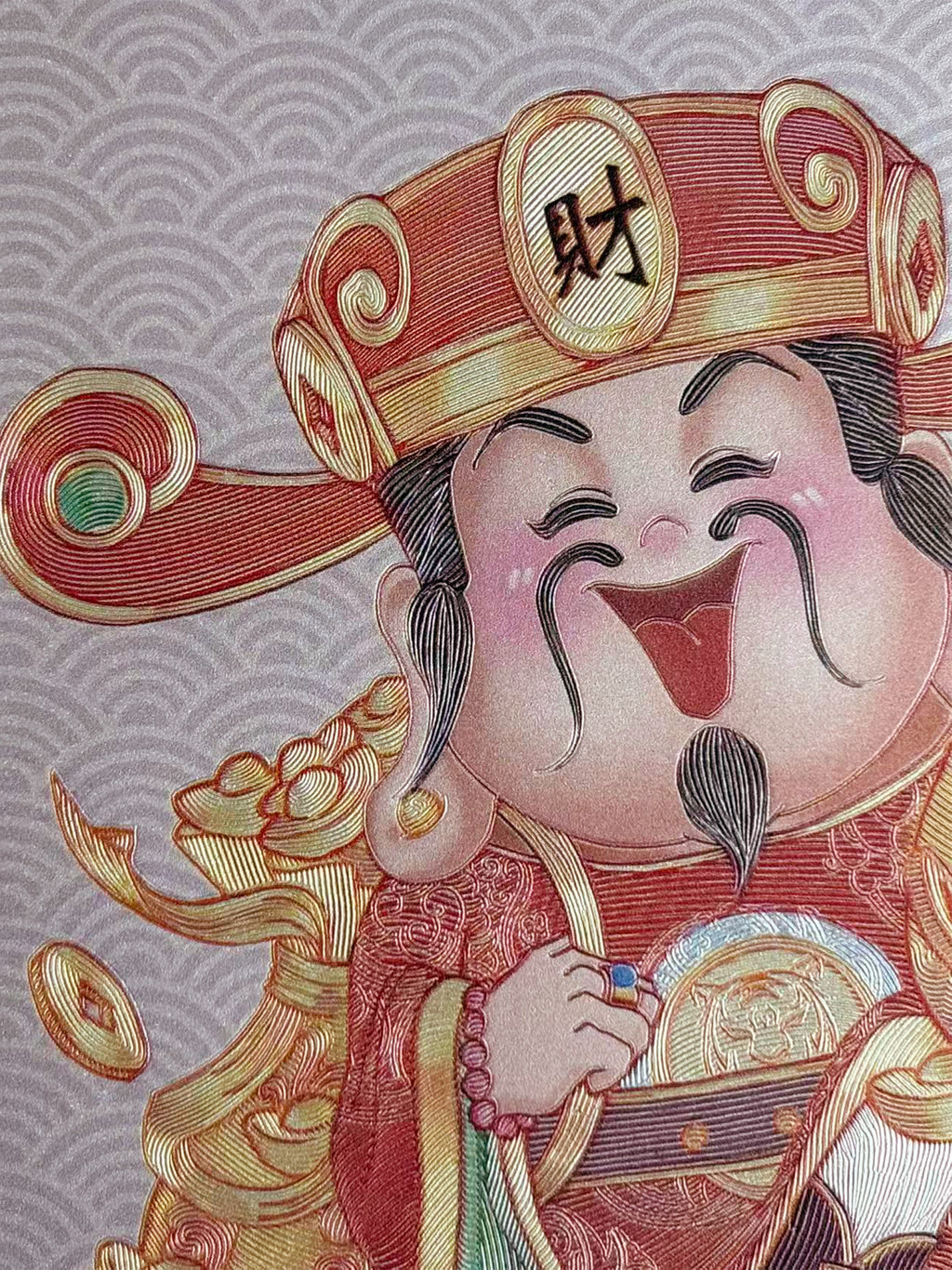 Chinese God of Wealth Silver Desktop Display Art