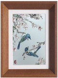 Two Kingfishers on Peach Blossom Branch Desk Art