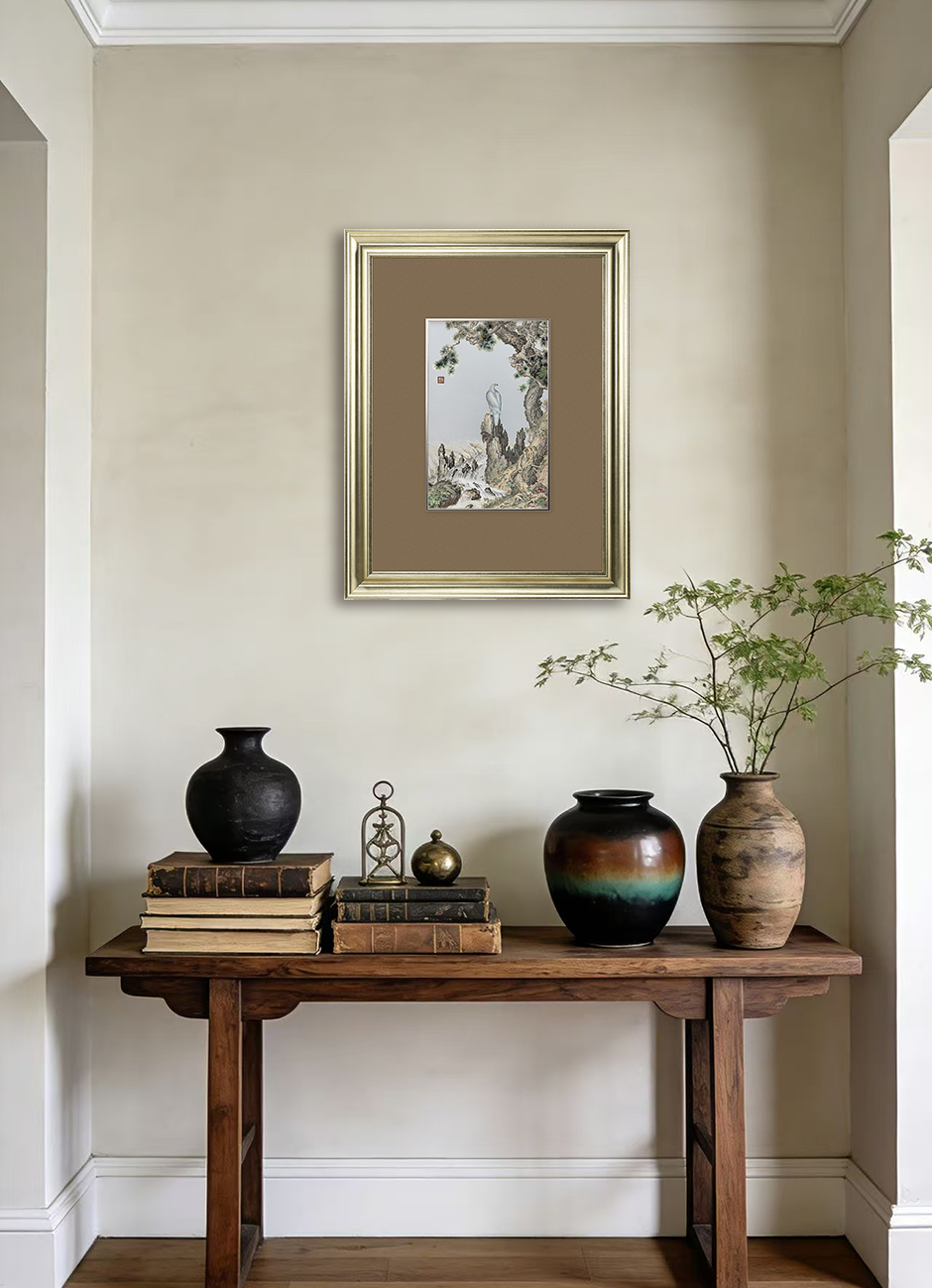 Hawk and Glossy Ganoderma Wall Art