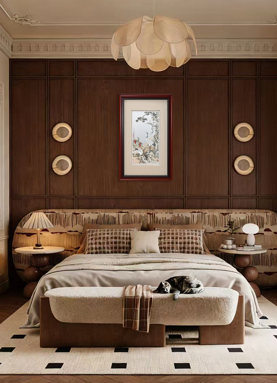 Pine Plum &Twin Cranes Wall Art
