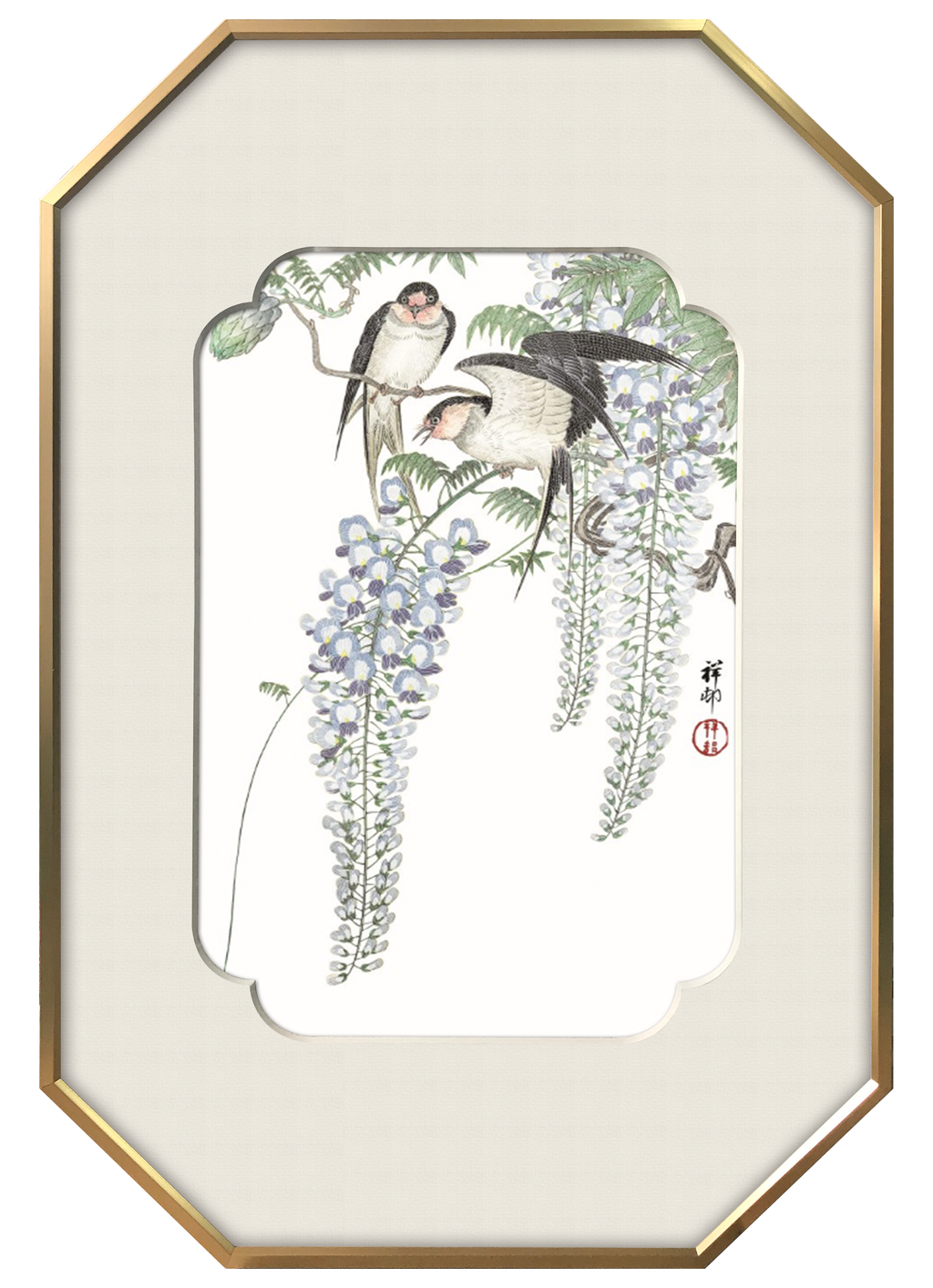 Purple Vine & Chirping Sparrows Wall Art