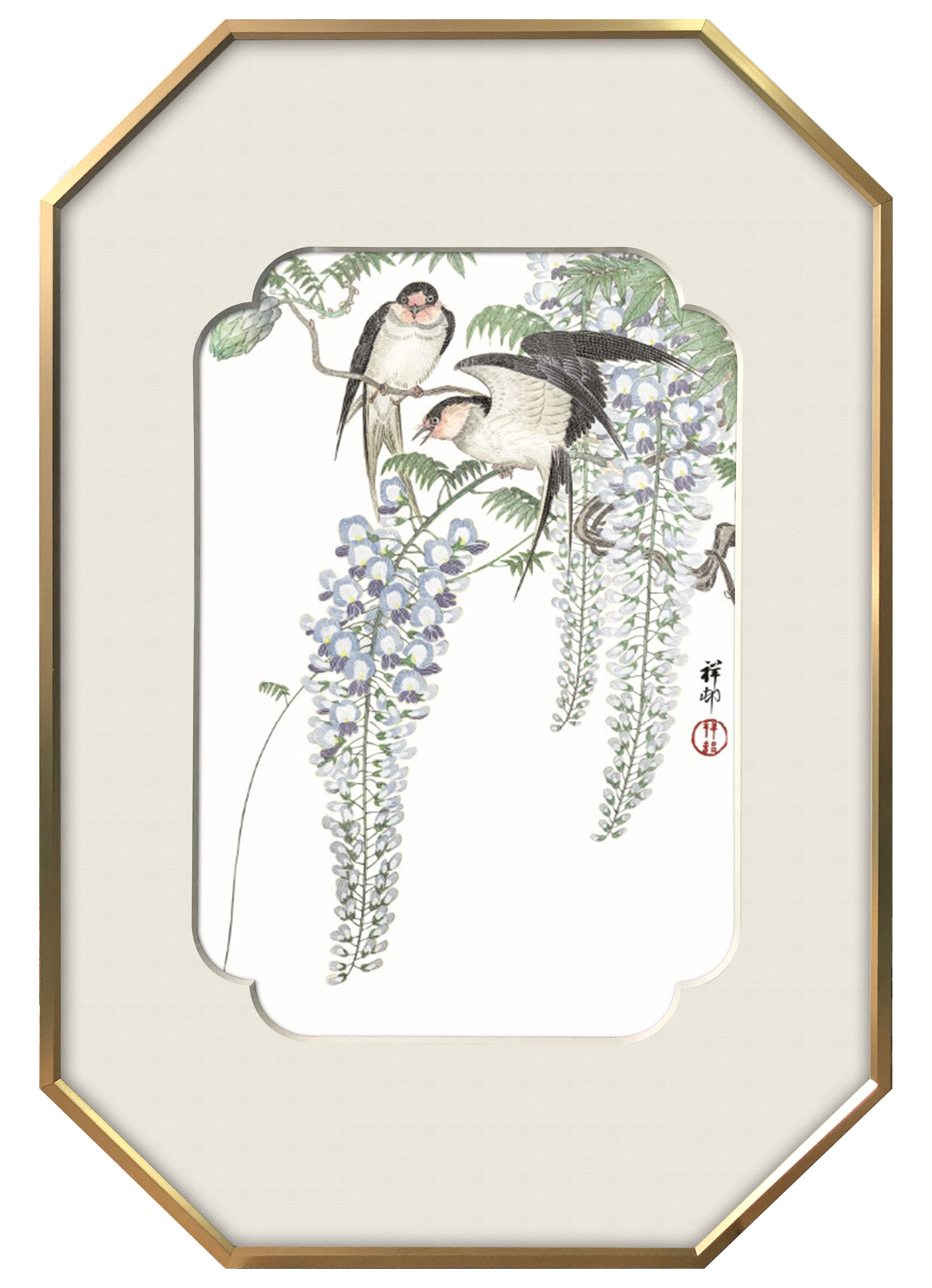 Purple Vine & Chirping Sparrows Wall Art