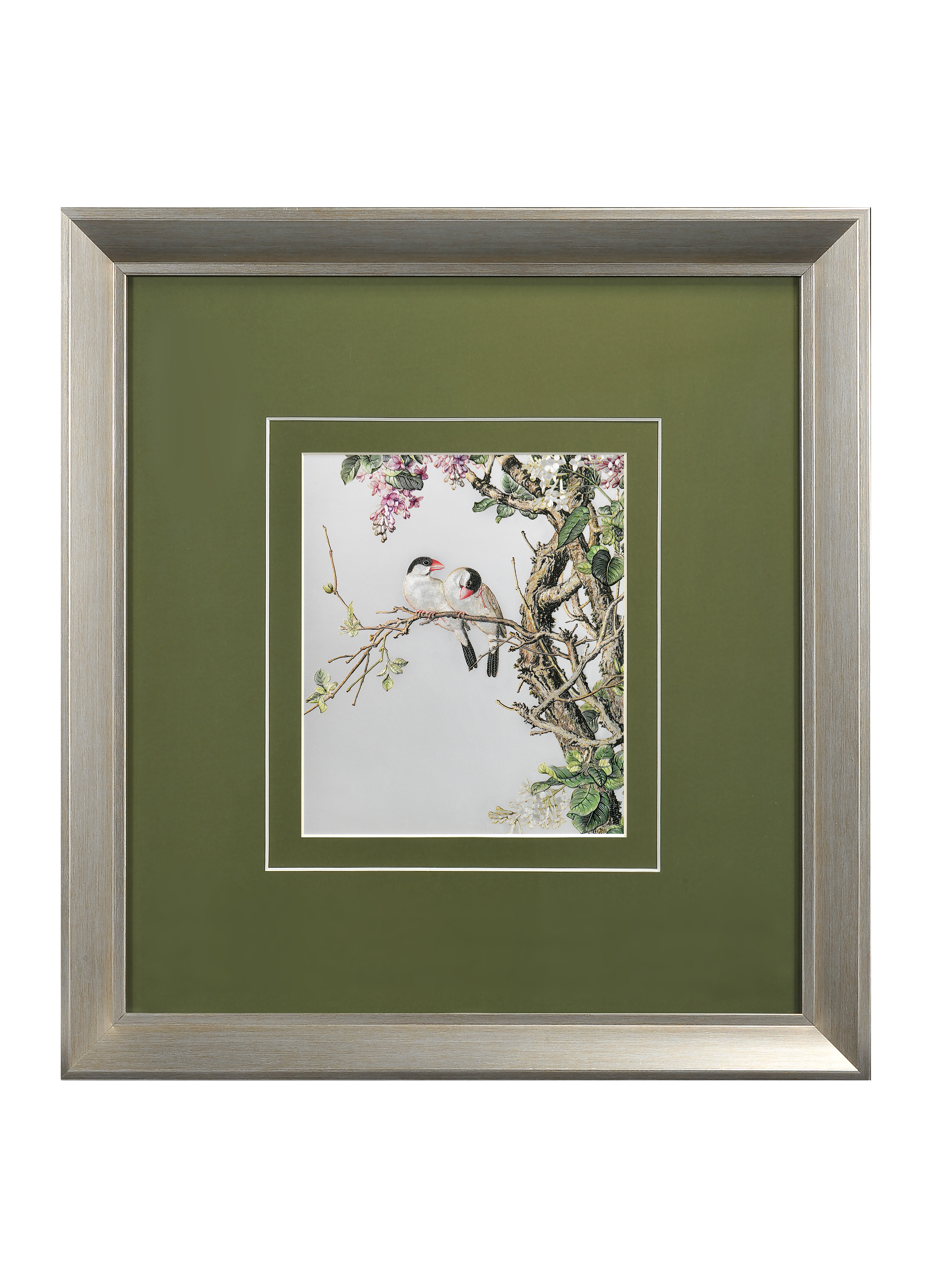 Purple & White Lilac with Javanese Sparrow Wall Art