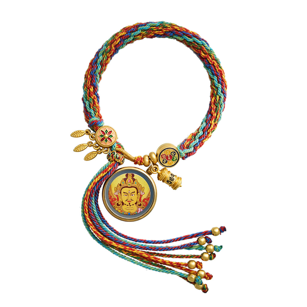 Tibetan Thangka Bracelet – 999 Pure Silver Wealth & Protection Amulet