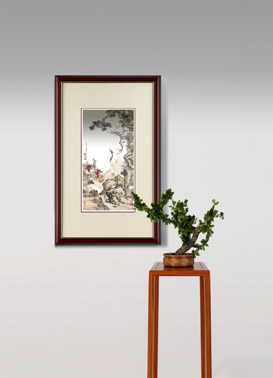 Pine Plum &Twin Cranes Wall Art