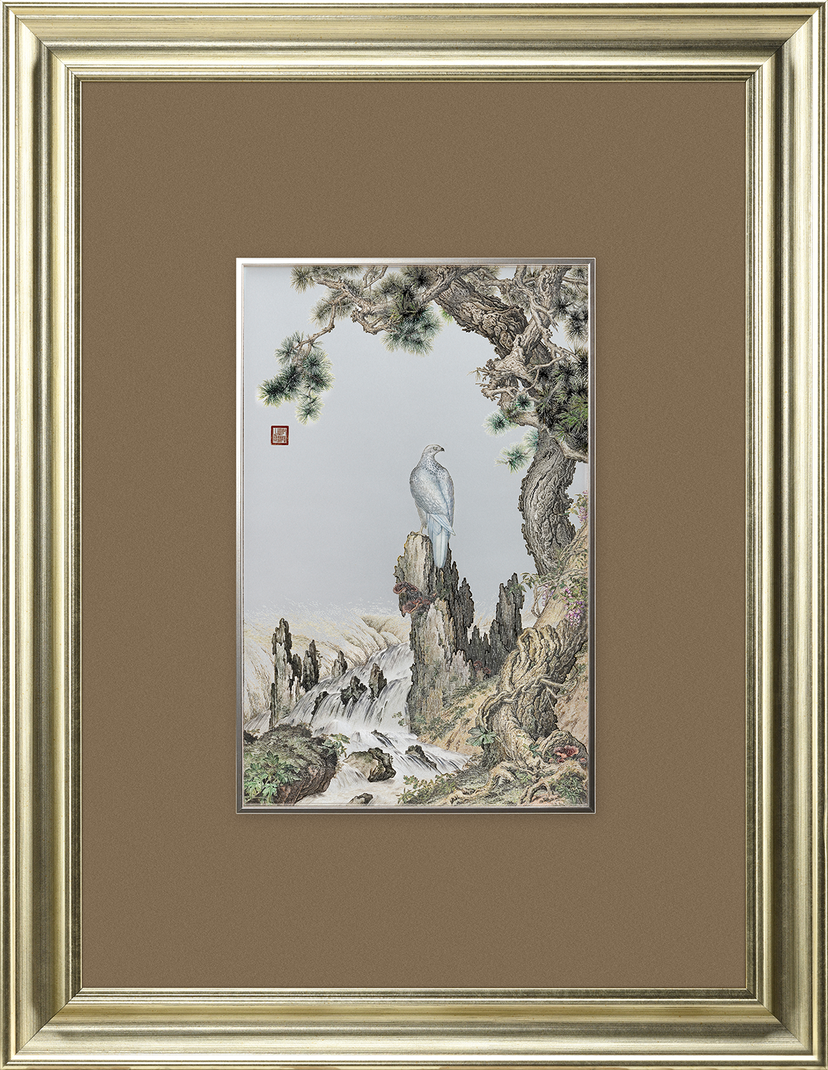 Hawk and Glossy Ganoderma Wall Art